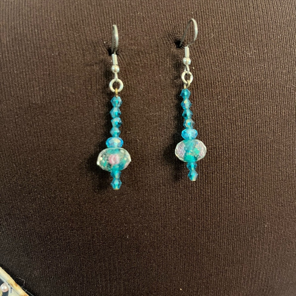 Elegant Blue Beaded Earrings